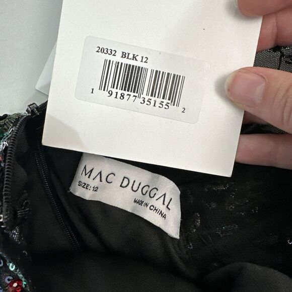 NWT‎ $798 Mac Duggal [ 12 ] 20332 Embellished Plunge Neck Sleeveless Gown J188 - Picture 5 of 15